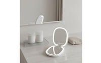 LED Pocket Mirror Foldable USB Rechargeable Makeup Mirror Dimmable Light