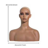 Mannequin Head with Shoulders Smooth Jewelry Display Bust Waxy Hairpiece Display Head for Jewelers