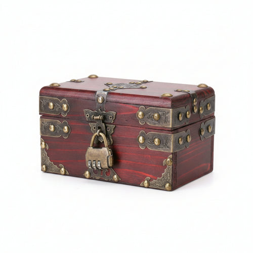 Wooden Storage Box Front Lock Clasp Wood Lined Interior Hinged Wooden Box