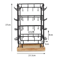 Rotating Jewelry Display Rack Metal Frame Rotating Pegboard Rack Hook Rails
