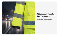 Heavy Duty Reflective Rain Suit Wear Resistant High Visibility Raincoat Set Detachable Hood for Nighttime, Rainy Weather, Construction Sites