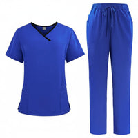 V-Neck Scrub Set Multiple Pockets Scrubs Drawstring Waist for Hospital, Dentists