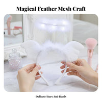 Illuminated Ry Headband 3 Lighting Modes Illuminated Hare Ears Headband Glitter Hare Hair Hoop View-Catching Light-up Hare Ear