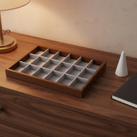 Velvet Jewelry Display Tray Peach Wood Finish for Dresser Top