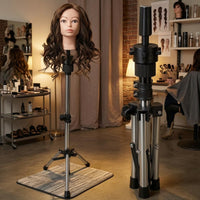 Tripod Mannequin Head Stand Rotatable Beauty Tool Support Metal