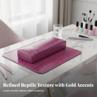 2 Pieces Waterproof Manicure Hand Rest Set Comfortable Support Snakeskin Pattern Hand Pillow Easy to Clean for Manicurists, Home, Travel