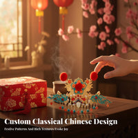 Chinese New Year Headpiece Good Fortune Symbol Chinese New Year Hair Crown Red Decorative Puff Tassel Hair Accessory Emblematic