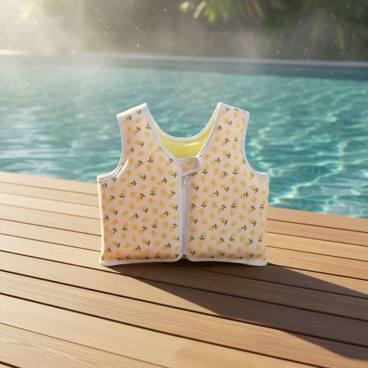 Inflation-Non-Inflation Kids Swim Vest Ruffle Sleeves Kids' Swim Vest Secure Fit for Beginners, Toddlers, Beach