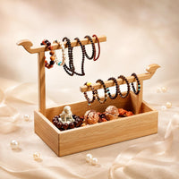 Tabletop Jewelry Rack Horizontal Rods Bead Organizer Open Tray Jewelry Display Stand