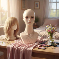 Hairpiece Display Head Molded Neckline Hairpiece Head Bust Ear Holes Synthetic Female Bust for Cosplayers