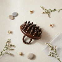 Ebony Wood Massage Comb Portable Circular Handle Head Massager All Hair Types