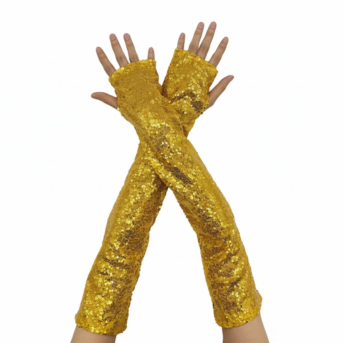 Beaded Reflective Long Fingerless Gloves, Polyester, Halloween, Cosplay, Stage, Nightclub