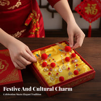Traditional Chinese Attire Hair Crown Set Festive Design Red Decorative Puff Tassel Hairpins New Year Hair Accessory Set Ancient