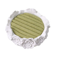 Round Jewelry Tray Carved Resin Band Holder Dish Textile-Covered