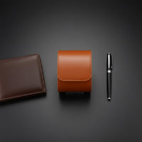 PU Leather Watch Box Soft Luxurious Cloth Lining Single Watch Travel Case Snap Button Closure Flat Bottom Stability