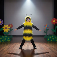 Kids Bee Costume Hooded Design Fuzzy Bee Vest Furry Texture for School Plays