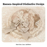 Lace headpiece with hare Ears Elegant Design Dome Hat Adjustable Ribbon Tie