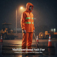 Long-Lasting Reflective Rain Suit Heavy Duty High Visibility Work Suit Adjustable Hood for Road Workers, Women, Rainy Days, Farming