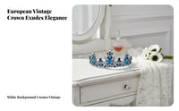 Baroque Queen Crown Regal Style Vintage Rhinestone Crown Accessory for Brides, Weddings, Pageants, Prom