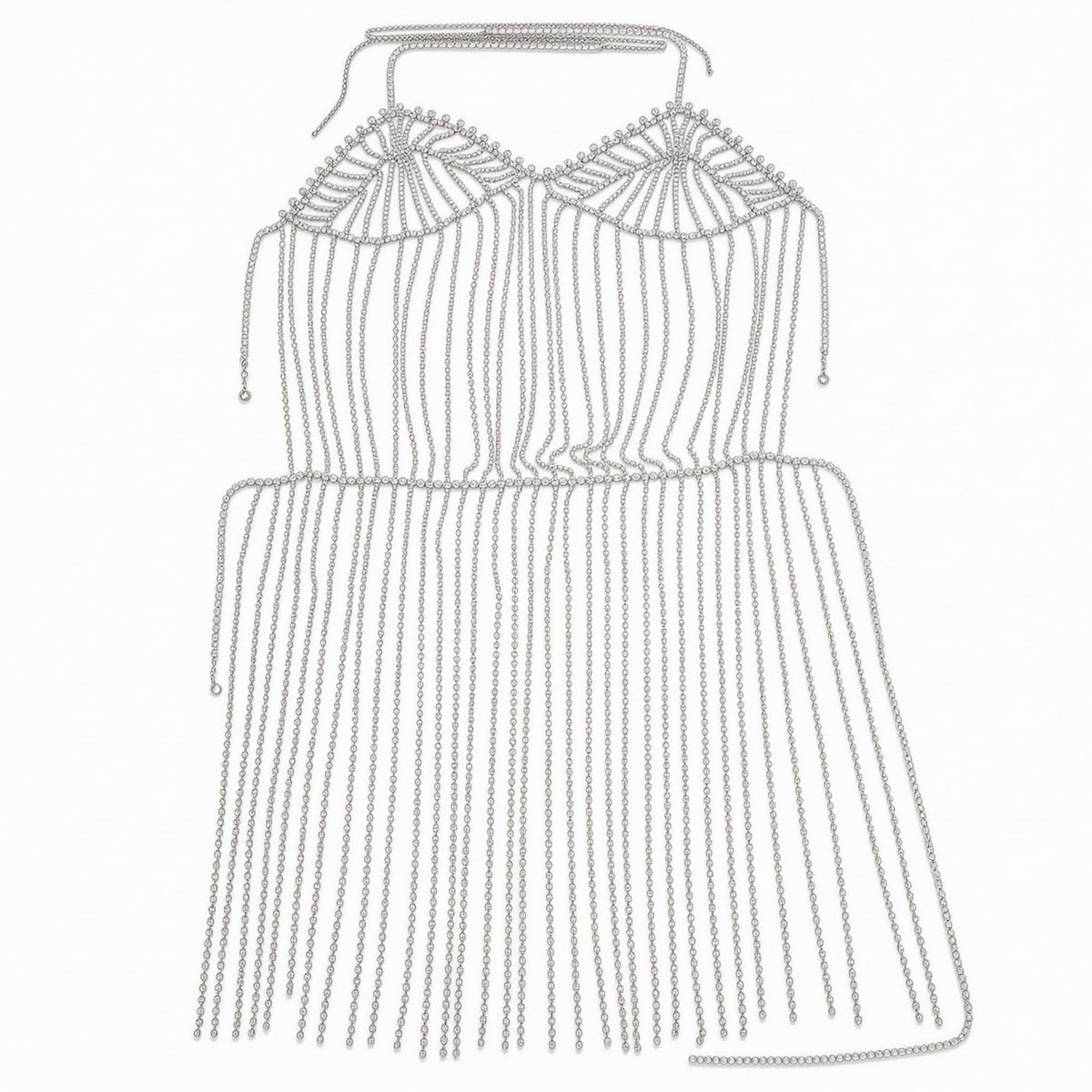 Rhinestone Body Chain with Fringe Lightweight Jewelry Crystal for Women
