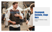 Steampunk Medieval Chest Vintage Leather Vest, Adjustable Straps, Cosplay Accessory for Adults, Halloween Stage Costume