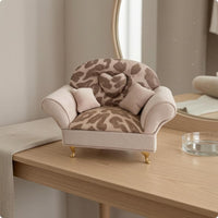 Miniature Leopard-Print Sofa Padded Jewelry Box Gold-Colored Legs