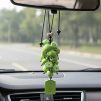 Red Apple Mirror Tassel Cute Car Hanging Ornament Compact Size for Women