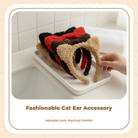 Cute Cat Ear Headband, Soft Plush, Women, Non Slip, Face Washing