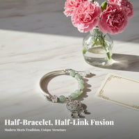 Longevity Lock Bracelet Good Luck Charm Half Bangle Half Chain Bracelet