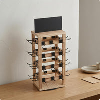 Rotating Jewelry Display Rack Tabletop Wooden Pegboard Display Space-Saving