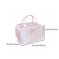 3 Compartment Makeup Bag Double Zipper Cosmetic Storage Case Easy to Clean