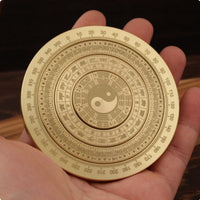 Bagua Luopan Portable Brass Feng Shui Compass Antique Design Bagua Compass Disc for Travel