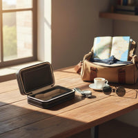 Multi-Compartment Watch Storage Box Soft Suede Lining Portable Watch Organizer Zippered Accessory Box Shockproof Jewelry