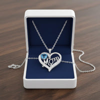 Love Parental Affection Pendant Family Appreciation Day Gift Mom Heart Necklace Crystal Accented for Sons