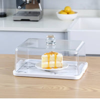 Rectangular Cake Cover Particle-Resistant Buffet Display Cover Rectangular Lidded Cake Tray Long-Lasting Transparent Food