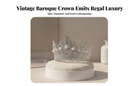Baroque Design Queen Crown Elegant Design Baroque Queen Crown Large Bead Crystal Tiara Lightweight Crystal Bridal Tiara