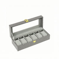 Watch Display Box Striped Black and White Watch Organizer Box Hard Shell
