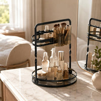 Rotating Makeup Organizer Desktop Space Saving Rotating Skincare Organizer Neat and Tidy Two Tier Makeup Stand Bedroom, Washroom