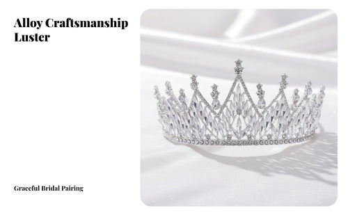 Crystal Crown Marquise Cut Crystals Bridal Tiara Wedding Hair Crown Elegant Design Wedding Tiara Sparkling for Prom Attendees