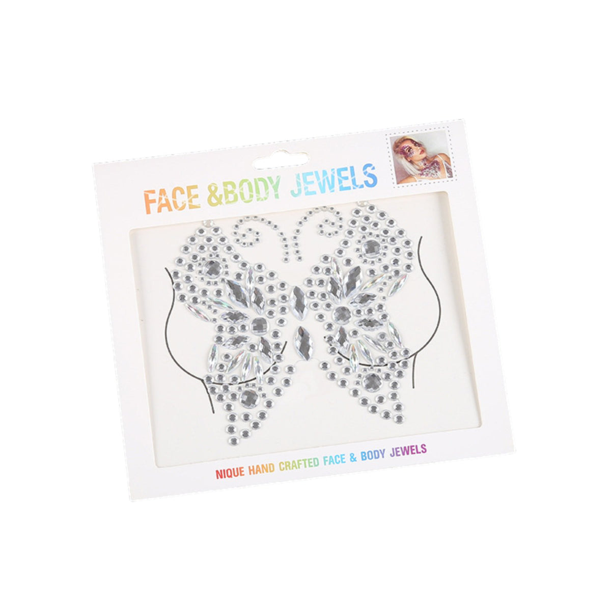 Eco-Friendly Acrylic Crystal Chest Sticker, Body Decoration, Party