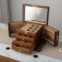 Wooden Jewelry Box Vintage Design Jewelry Box with Mirror Lock and Key