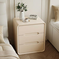Rounded Corner End Table Scratch Resistant Tech Cloth Modern 2-Drawer Nightstand