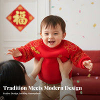Infant New Year Costume, Chinese Style Tang Suit, Red Festive Dress, Boys & Girls, Soft Material