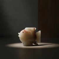 Koi Fish Sculpture Jademineral-Like Fish Figurine Freestanding Sculptures for Living Room