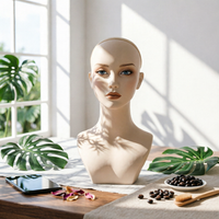 Flat Base Mannequin Head with Shoulders Featureless Hairpiece Display Head