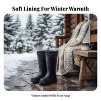 Non-Slip Fleece Lined Rain Boots Single-Piece Molding Waterproof Medium Calf Boots Keep Warm for Farmers, Fishermen, Rainy Days, Outdoors