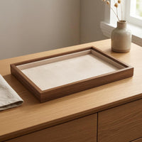 Wood-Grain Jewelry Tray Beige Household Organizer Simple