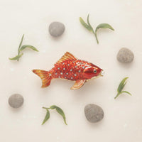Hinged Golden Carp Figurine Rhinestone Accents Koi Fish Trinket Box Closure House Decoration for Dresser