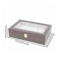 Watch Organizer Box Gold-Tone Clasp Wooden Watch Box White Lined