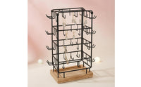 Rotating Jewelry Display Rack Metal Frame Rotating Pegboard Rack Hook Rails